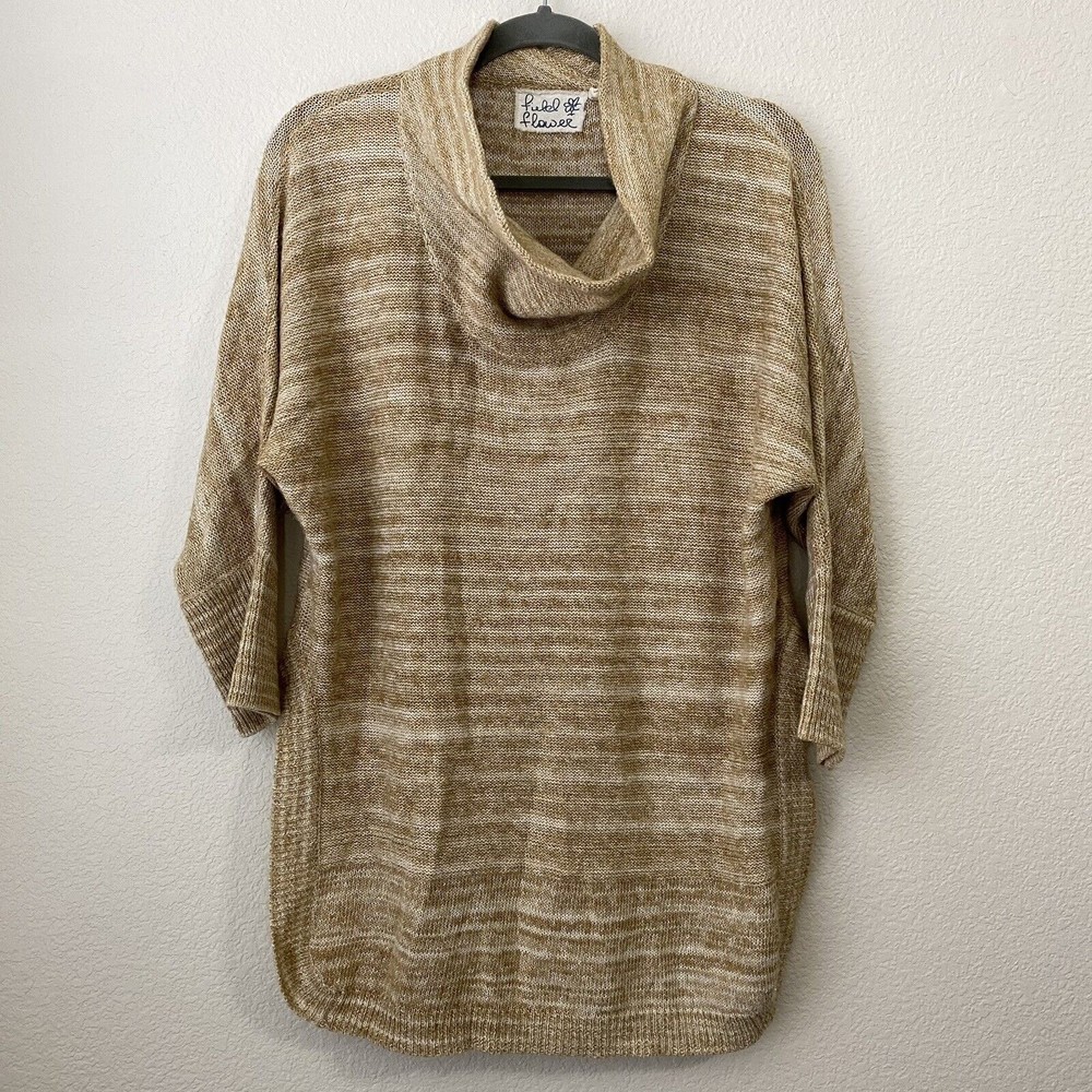 Anthropologie Field Flower Womens Sweater Size XS Mustard Spacedye Cowl Neck